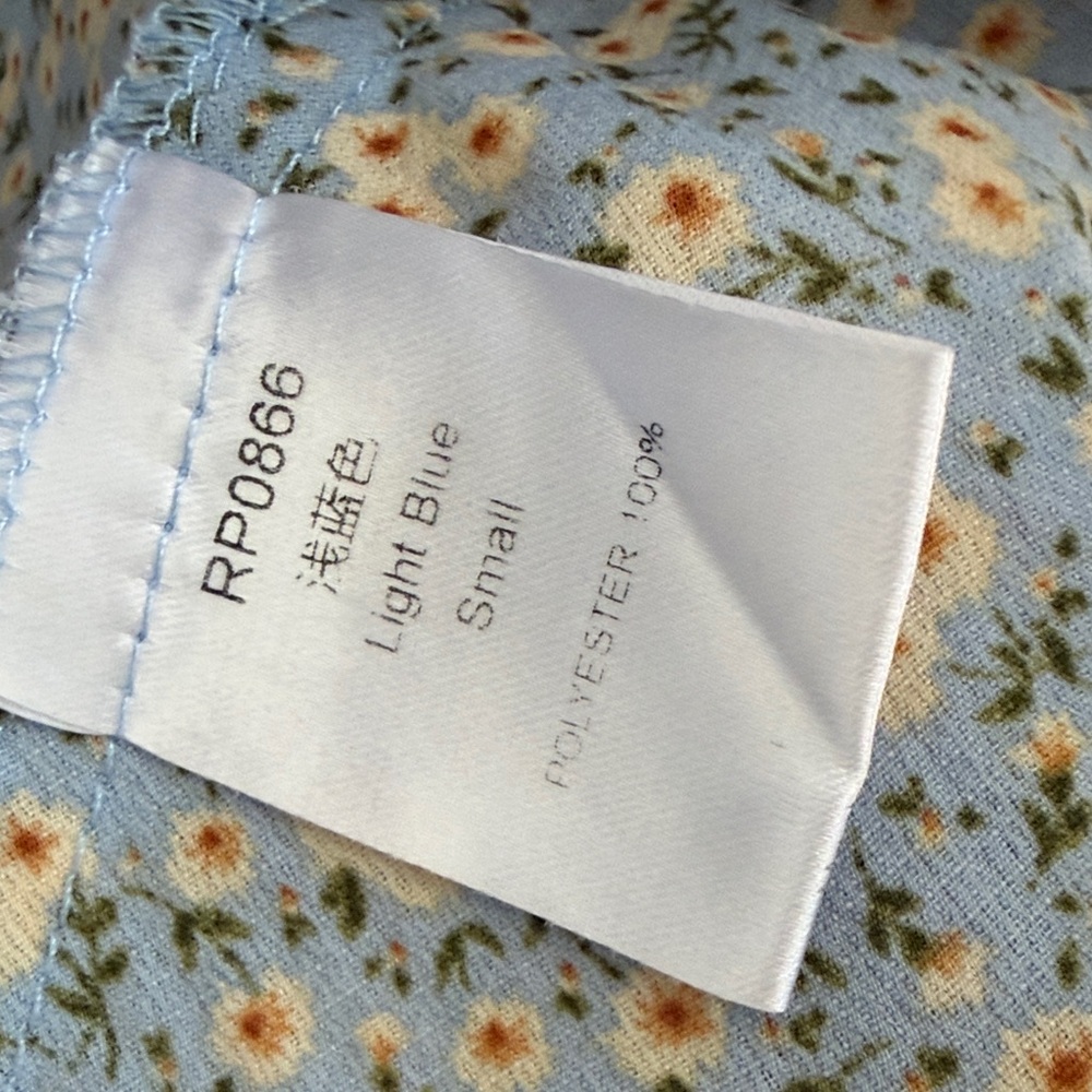 Light Blue and Yellow Floral Wrap Mini Dress - Picture 5 of 5